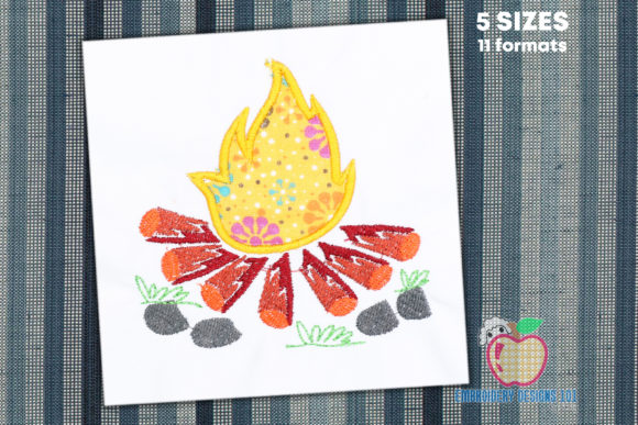 Campfire Applique: A Cozy Embroidery Design for Personalized Gifts