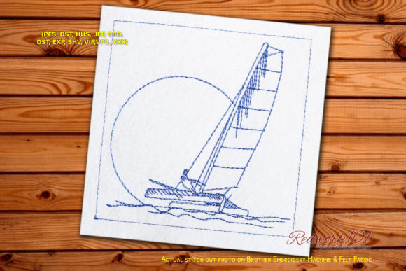 Catamaran Boat Redwork for Small Business Branding