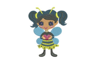Girly Bee with a Heart: A Charming Embroidery Design for Seasonal Use
