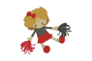 Toy Doll in Cheerleader Uniform: A Playful Embroidery Design for Boutique Projects