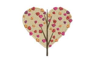 Tree with Heart Foliage: A Romantic Embroidery Design for Seasonal Creations